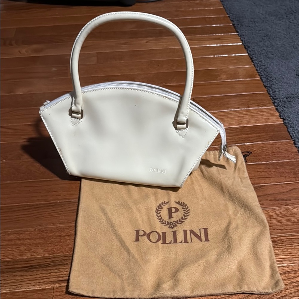 Pollini White Shoulder Bag with Curved Dome Design